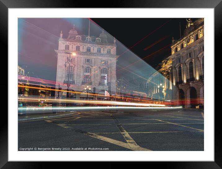 Piccadilly Circus Long Exposure  Framed Mounted Print by Benjamin Brewty