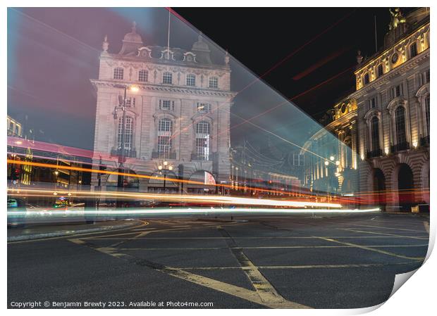 Piccadilly Circus Long Exposure  Print by Benjamin Brewty