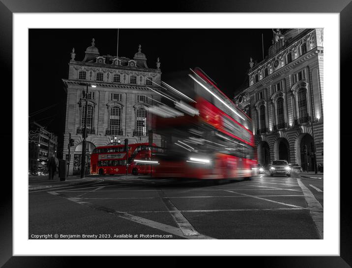 Piccadilly Circus Long Exposure Colour Pop  Framed Mounted Print by Benjamin Brewty