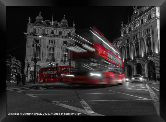 Piccadilly Circus Long Exposure Colour Pop  Framed Print by Benjamin Brewty