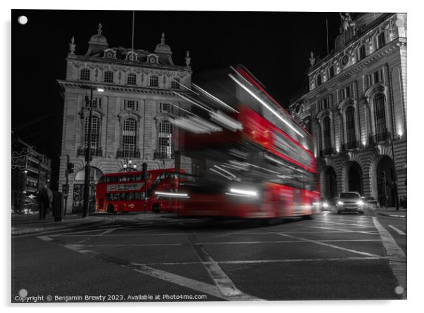 Piccadilly Circus Long Exposure Colour Pop  Acrylic by Benjamin Brewty
