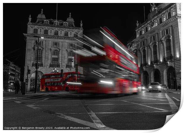 Piccadilly Circus Long Exposure Colour Pop  Print by Benjamin Brewty