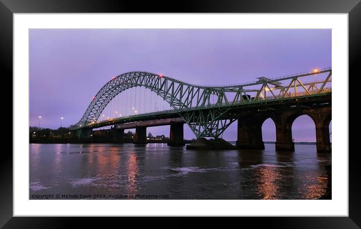 Silver Jubilee Bridge, Twilight Framed Mounted Print by Michele Davis