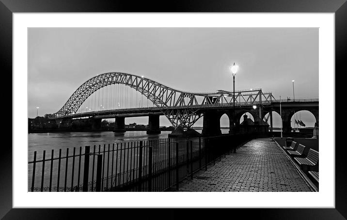 Silver Jubilee Bridge, Monochrome Framed Mounted Print by Michele Davis