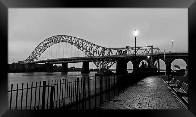 Silver Jubilee Bridge, Monochrome Framed Print by Michele Davis