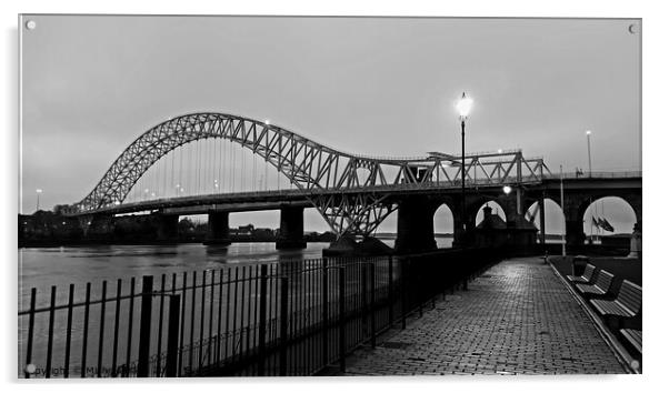 Silver Jubilee Bridge, Monochrome Acrylic by Michele Davis