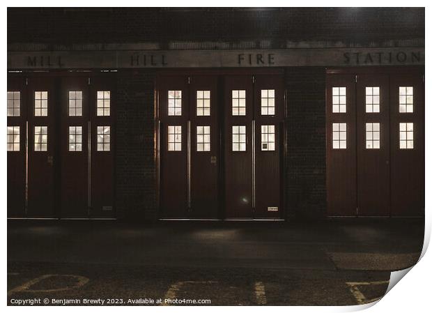 Mill Hill Fire Station  Print by Benjamin Brewty