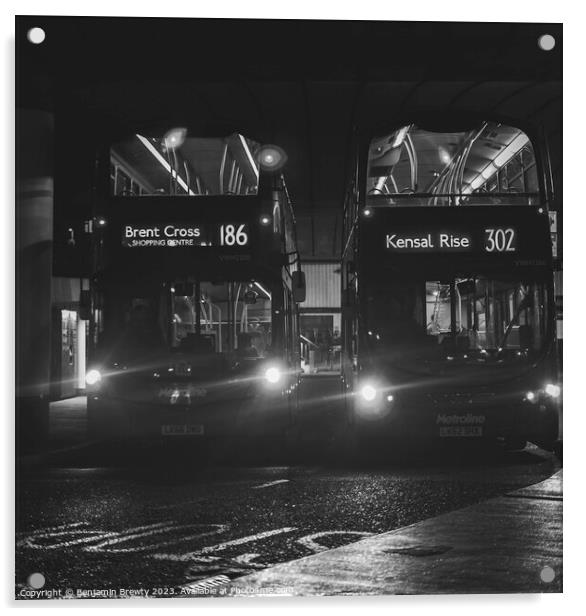 Mill Hill Broadway Bus Station  Acrylic by Benjamin Brewty