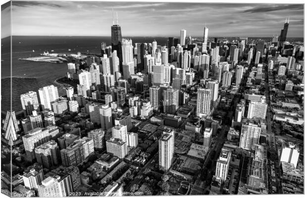 Aerial Chicago cityscape downtown skyscrapers  Canvas Print by Spotmatik 