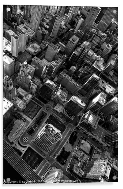 Aerial Chicago rooftop view City front Plaza skyscrapers Acrylic by Spotmatik 