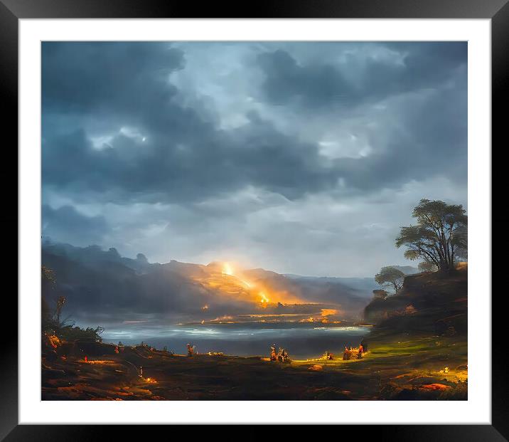 Flames on the Horizon Framed Mounted Print by Roger Mechan