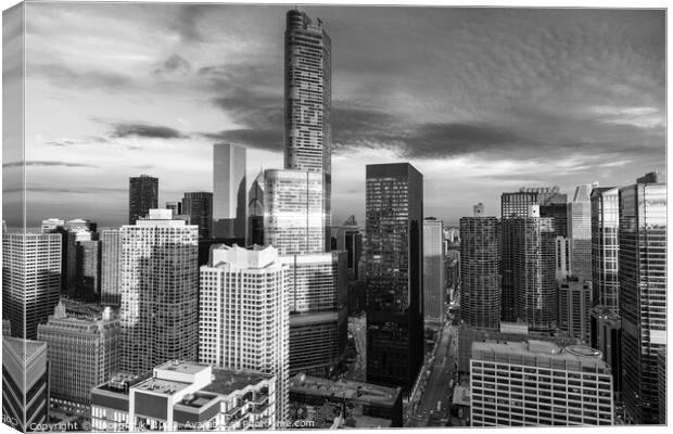 Aerial Chicago city skyscrapers downtown district  Canvas Print by Spotmatik 