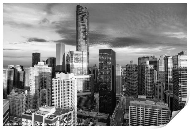 Aerial Chicago city skyscrapers downtown district  Print by Spotmatik 