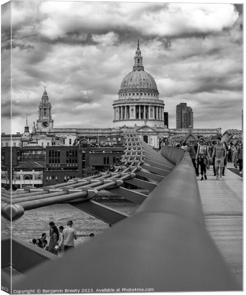 Millennium Bridge, London Canvas Print by Benjamin Brewty