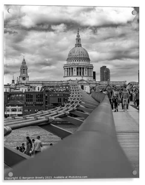 Millennium Bridge, London Acrylic by Benjamin Brewty