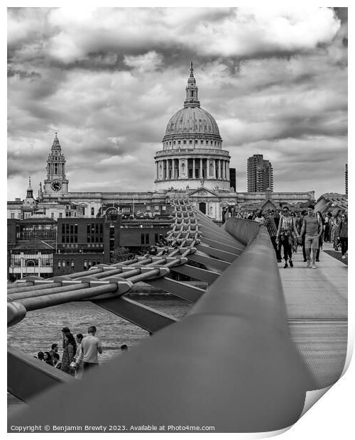 Millennium Bridge, London Print by Benjamin Brewty