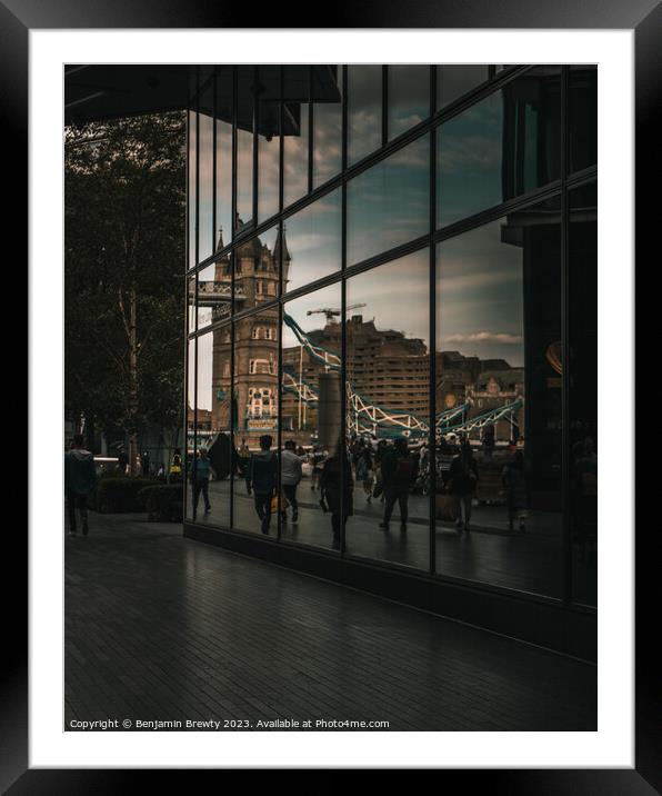 Tower Bridge Reflection  Framed Mounted Print by Benjamin Brewty