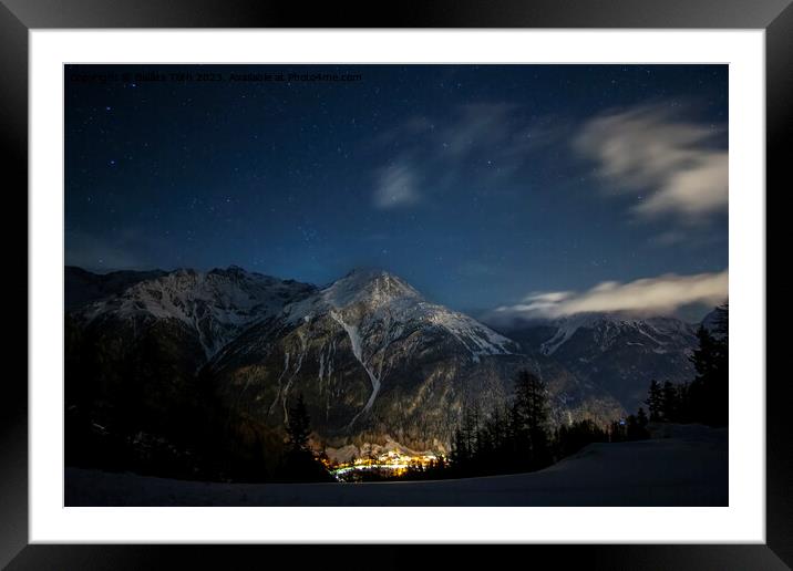 Alps under starry sky Framed Mounted Print by Balázs Tóth