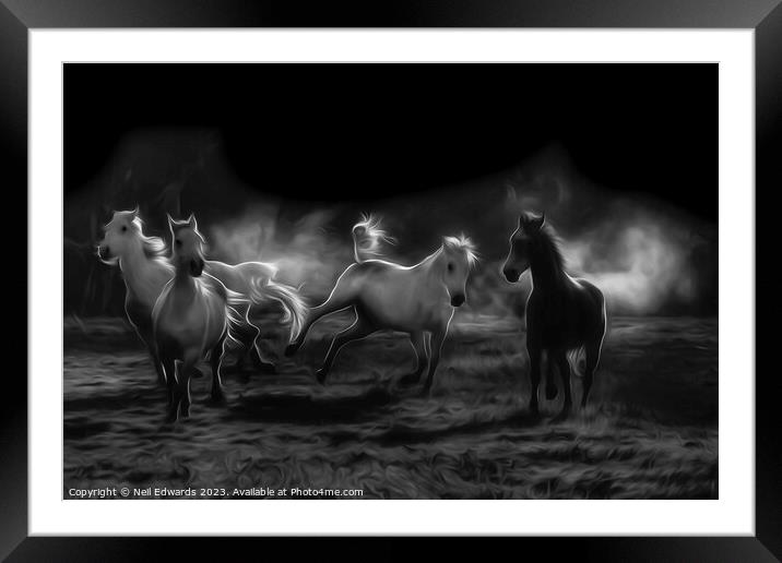 Crazy Horses Framed Mounted Print by Neil Edwards