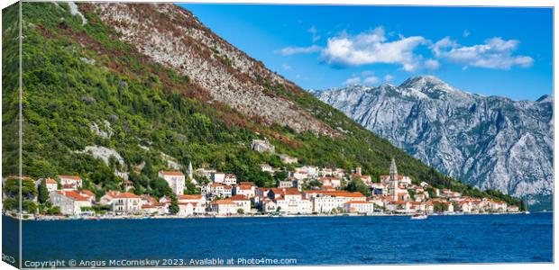 Old town of Perast on Bay of Kotor in Montenegro Canvas Print by Angus McComiskey