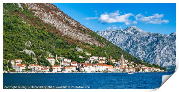 Old town of Perast on Bay of Kotor in Montenegro Print by Angus McComiskey