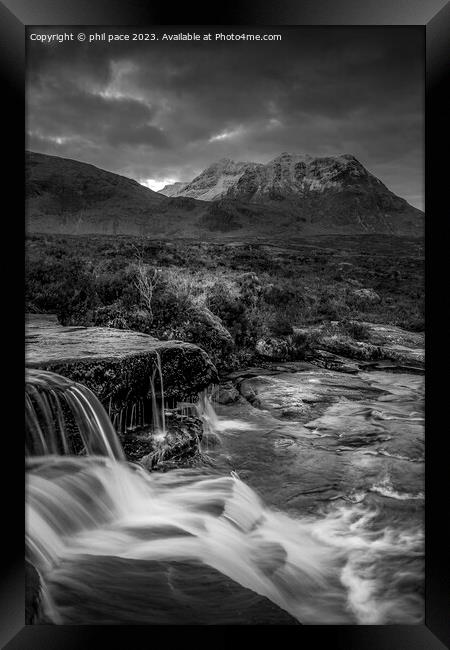 Waterfalls at Kingshouse in B&W  Framed Print by phil pace