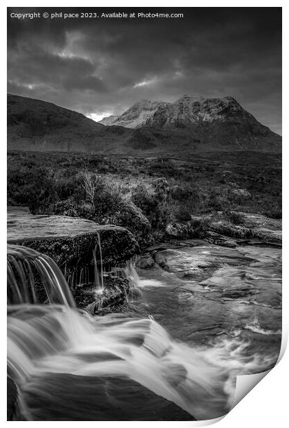 Waterfalls at Kingshouse in B&W  Print by phil pace