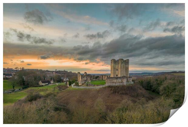 Conisbrough Castle Sunset Print by Apollo Aerial Photography