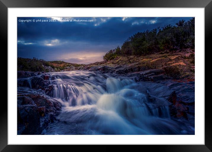 Waterfalls on River Etive Framed Mounted Print by phil pace