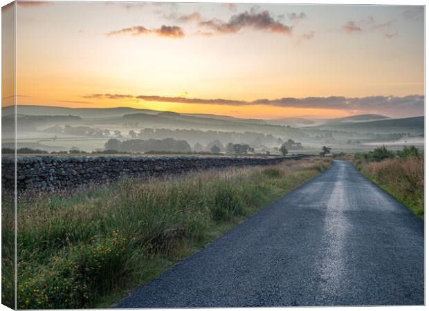  Sunrise in the Forest of Bowland Canvas Print by gary telford