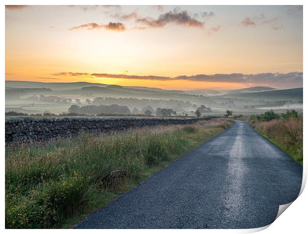  Sunrise in the Forest of Bowland Print by gary telford