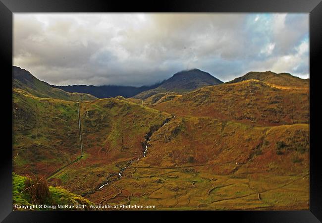 Snowdon with cloud cover Framed Print by Doug McRae