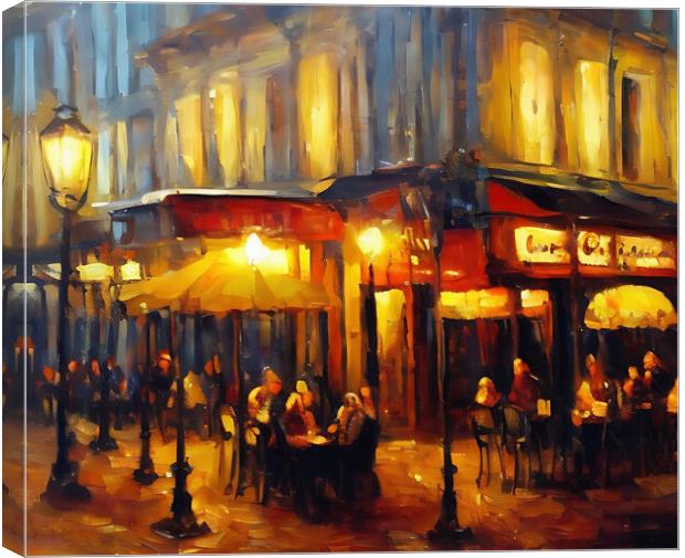 Night in Montmartre Canvas Print by Roger Mechan