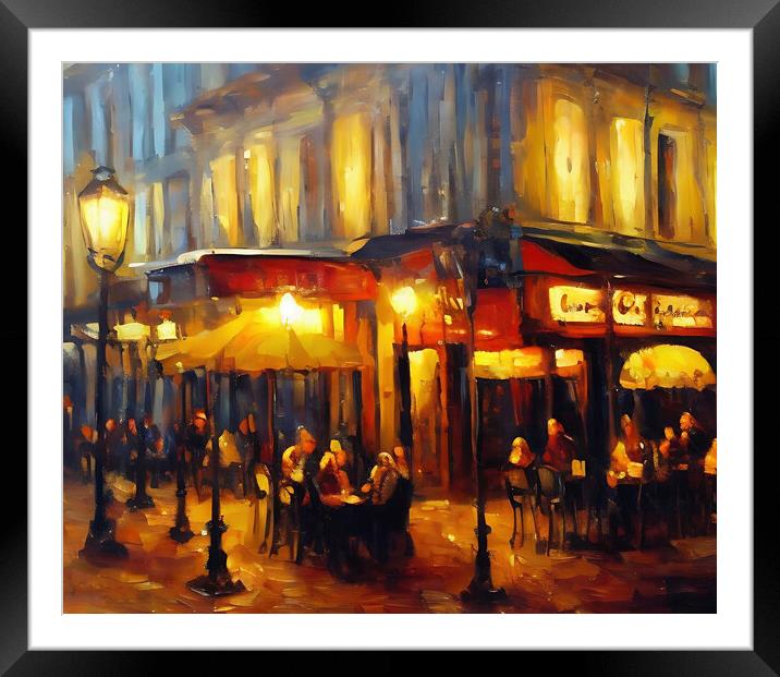 Night in Montmartre Framed Mounted Print by Roger Mechan