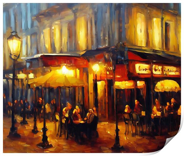 Night in Montmartre Print by Roger Mechan