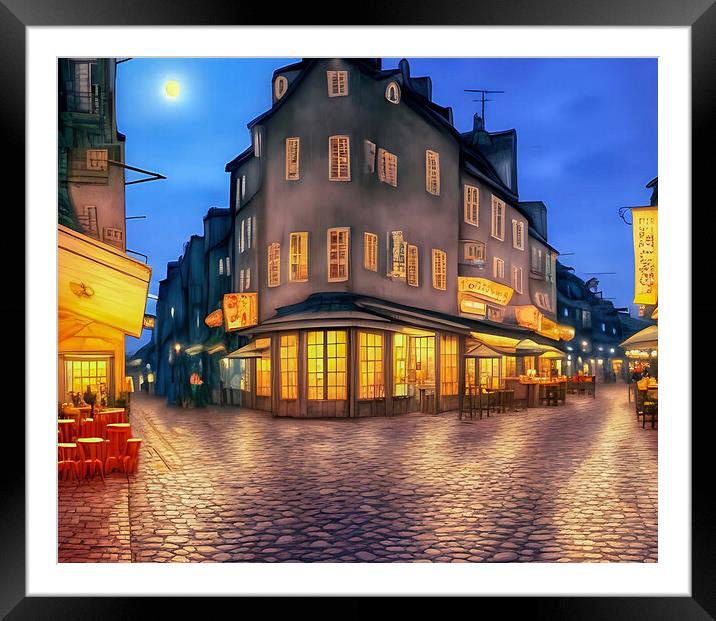 Cozy Cafe in Historic Corner House Framed Mounted Print by Roger Mechan