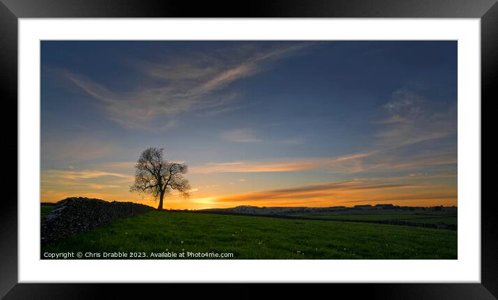 Litton fields sunset Framed Mounted Print by Chris Drabble