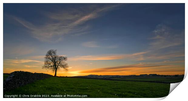 Litton fields sunset Print by Chris Drabble