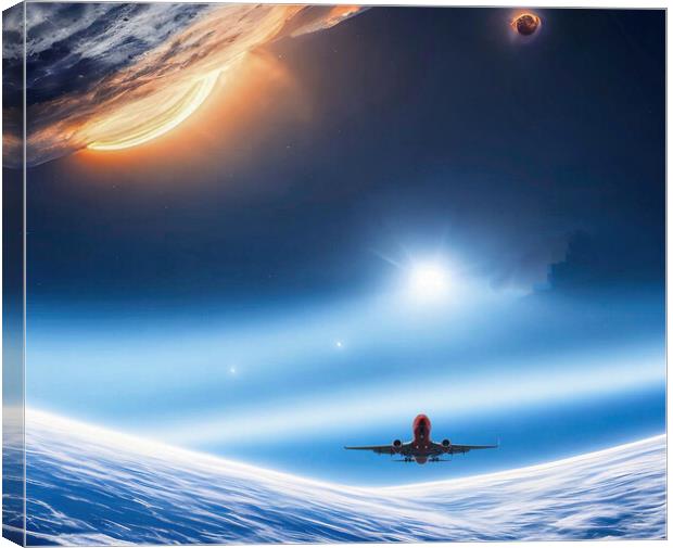 Flight Through the Cosmos Canvas Print by Roger Mechan