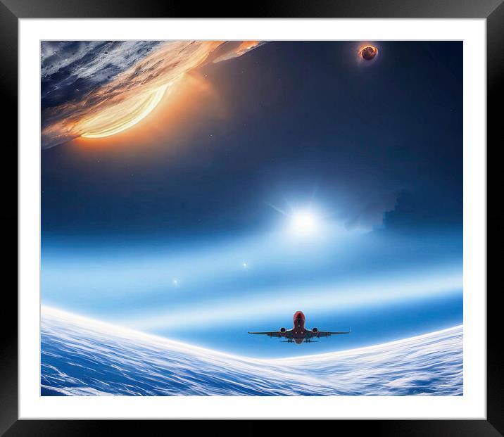 Flight Through the Cosmos Framed Mounted Print by Roger Mechan