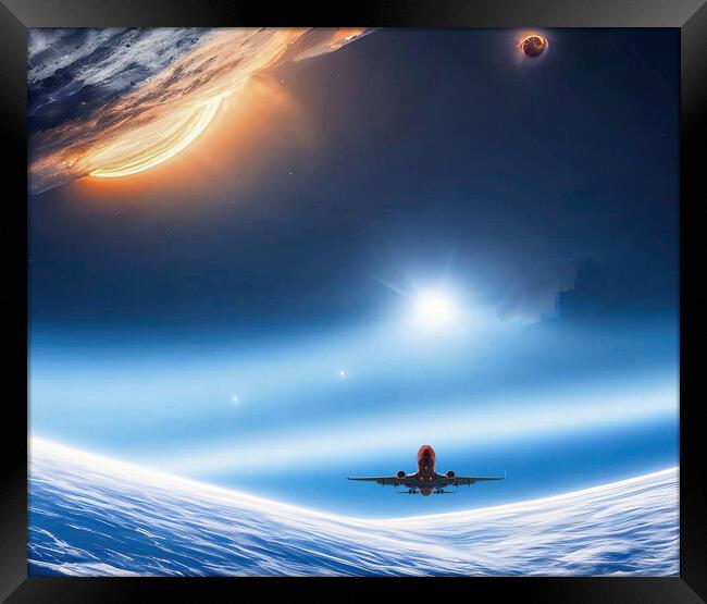 Flight Through the Cosmos Framed Print by Roger Mechan