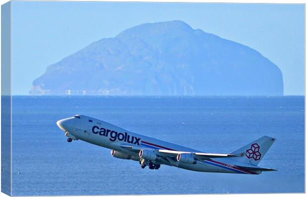 Boeing 747 and Ailsa Craig Canvas Print by Allan Durward Photography