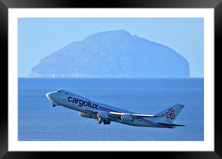 Boeing 747 and Ailsa Craig Framed Mounted Print by Allan Durward Photography