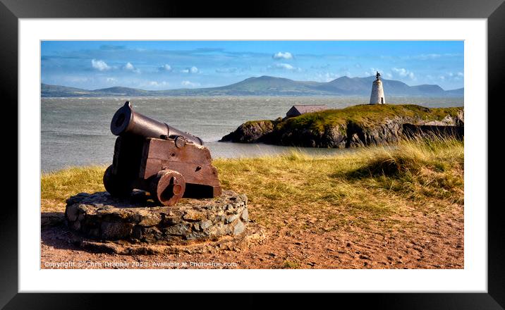 Llanddwyn Island Cannon Framed Mounted Print by Chris Drabble