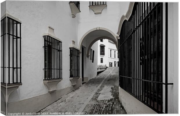 Medieval Streets of Ronda - C1804 2917 BW Canvas Print by Jordi Carrio