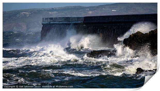 Rough weather on the Isle of Anglesey, North Wales Print by Gail Johnson