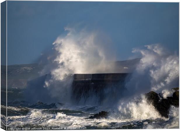Rough weather on the Isle of Anglesey, North Wales Canvas Print by Gail Johnson