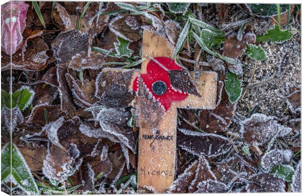 frosty remembrance cross Canvas Print by Gail Johnson