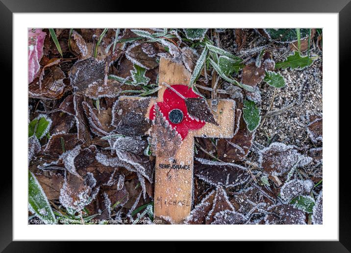 frosty remembrance cross Framed Mounted Print by Gail Johnson