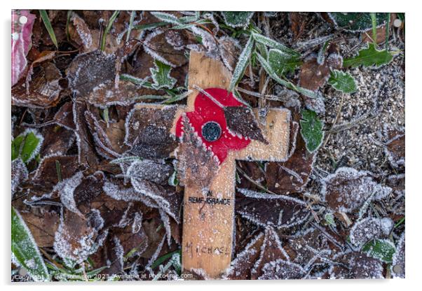frosty remembrance cross Acrylic by Gail Johnson